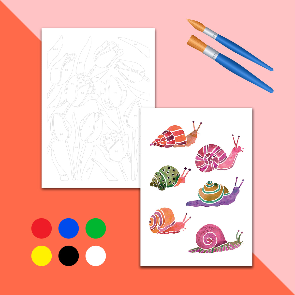 Gouache colour by numbers workshop – KreaDoe