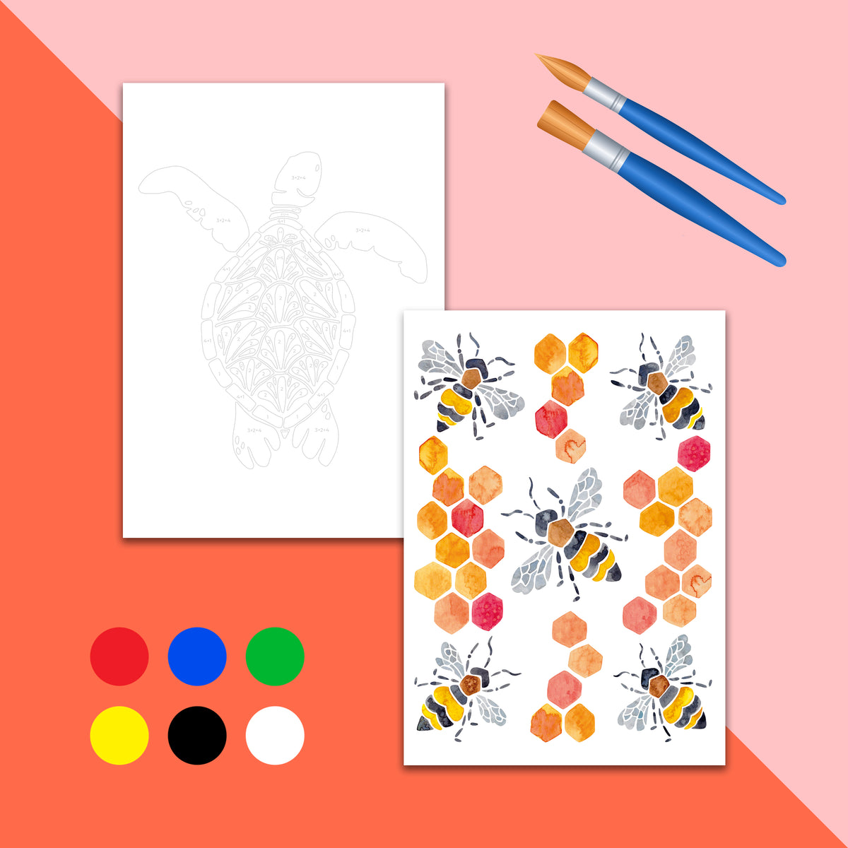 Gouache colour by numbers workshop – KreaDoe